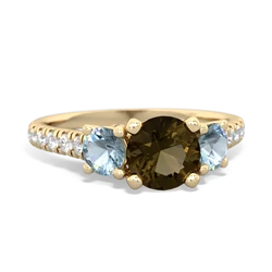 Smoky Quartz Pave Trellis 14K Yellow Gold ring R5500