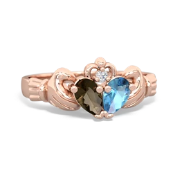 Smoky Quartz 'Our Heart' Claddagh 14K Rose Gold ring R2388