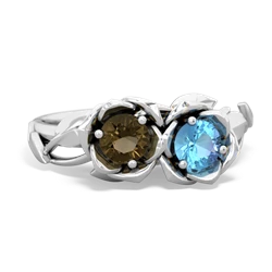 Smoky Quartz Rose Garden 14K White Gold ring R5510