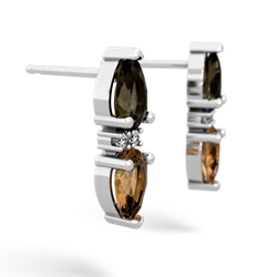 Smoky Quartz Bowtie Drop 14K White Gold earrings E0865