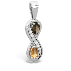 Smoky Quartz Diamond Infinity 14K White Gold pendant P5390