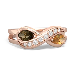 Smoky Quartz Diamond Infinity 14K Rose Gold ring R5390