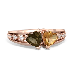 Smoky Quartz Heart To Heart 14K Rose Gold ring R3342