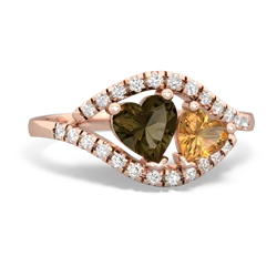 Smoky Quartz Mother And Child 14K Rose Gold ring R3010