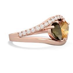 Smoky Quartz Nestled Heart Keepsake 14K Rose Gold ring R5650