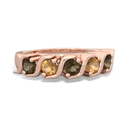 Smoky Quartz Anniversary Band 14K Rose Gold ring R2089