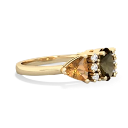 Smoky Quartz Antique Style Three Stone 14K Yellow Gold ring R2186