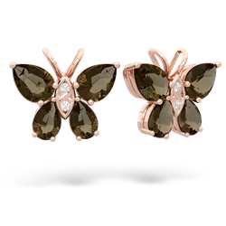 Smoky Quartz Butterfly 14K Rose Gold earrings E2215