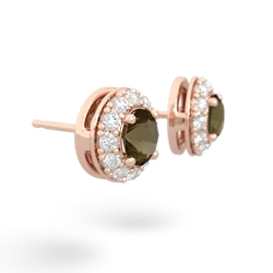 Smoky Quartz Diamond Halo 14K Rose Gold earrings E5370