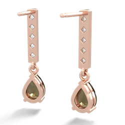 Smoky Quartz Art Deco Diamond Drop 14K Rose Gold earrings E5324