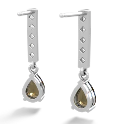 Smoky Quartz Art Deco Diamond Drop 14K White Gold earrings E5324