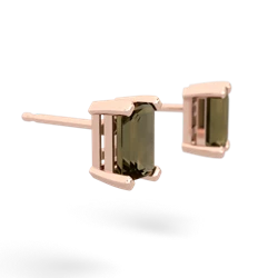 Smoky Quartz 6X4mm Emerald-Cut Stud 14K Rose Gold earrings E1855