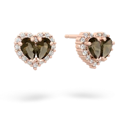 Smoky Quartz Halo 14K Rose Gold earrings E7008