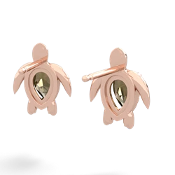 Smoky Quartz Baby Sea Turtle 14K Rose Gold earrings E5241