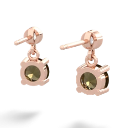 Smoky Quartz Diamond Drop 6Mm Round 14K Rose Gold earrings E1986