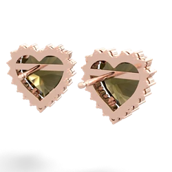 Smoky Quartz Sparkling Halo Heart 14K Rose Gold earrings E0391