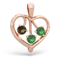 Smoky Quartz Glowing Heart 14K Rose Gold pendant P2233