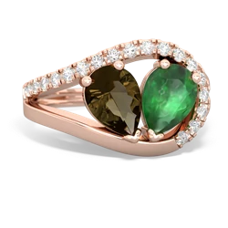 Smoky Quartz Nestled Heart Keepsake 14K Rose Gold ring R5650