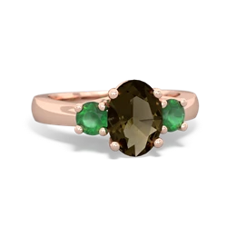 Smoky Quartz Three Stone Oval Trellis 14K Rose Gold ring R4024