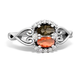 Smoky Quartz Love Nest 14K White Gold ring R5860