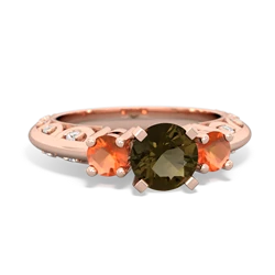 Smoky Quartz Art Deco Eternal Embrace Engagement 14K Rose Gold ring C2003