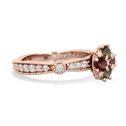 Smoky Quartz Sparkling Tiara Cluster 14K Rose Gold ring R26293RD