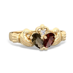 Smoky Quartz 'Our Heart' Claddagh 14K Yellow Gold ring R2388