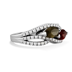 Smoky Quartz Diamond Rivers 14K White Gold ring R3070