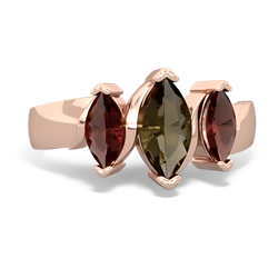 Smoky Quartz Three Peeks 14K Rose Gold ring R2433