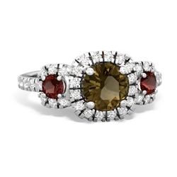 Smoky Quartz Regal Halo 14K White Gold ring R5350