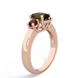 Smoky Quartz Three Stone Oval Trellis 14K Rose Gold ring R4024