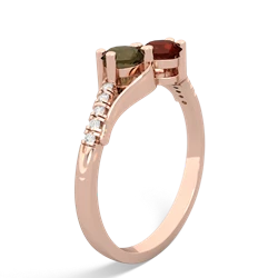 Smoky Quartz Infinity Pave Two Stone 14K Rose Gold ring R5285