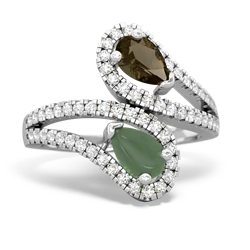 Smoky Quartz Diamond Dazzler 14K White Gold ring R3000