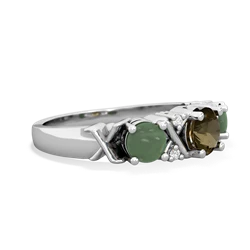 Smoky Quartz Hugs And Kisses 14K White Gold ring R5016