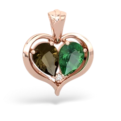 Smoky Quartz Two Become One 14K Rose Gold pendant P5330