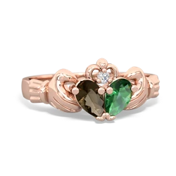 Smoky Quartz 'Our Heart' Claddagh 14K Rose Gold ring R2388