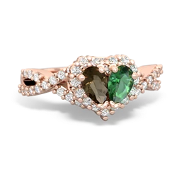 Smoky Quartz Diamond Twist 'One Heart' 14K Rose Gold ring R2640HRT