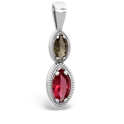 Smoky Quartz Antique-Style Halo 14K White Gold pendant P5700