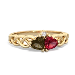 Smoky Quartz Heart To Heart Braid 14K Yellow Gold ring R5870