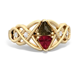 Smoky Quartz Keepsake Celtic Knot 14K Yellow Gold ring R5300