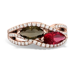 Smoky Quartz Diamond Rivers 14K Rose Gold ring R3070