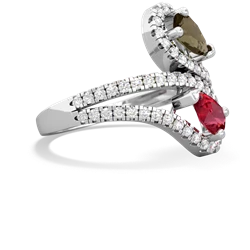 Smoky Quartz Diamond Dazzler 14K White Gold ring R3000