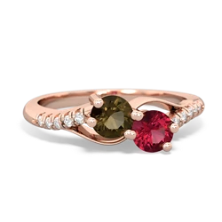 Smoky Quartz Infinity Pave Two Stone 14K Rose Gold ring R5285