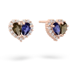 Smoky Quartz Halo 14K Rose Gold earrings E7008