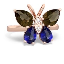 Smoky Quartz Butterfly 14K Rose Gold ring R2215