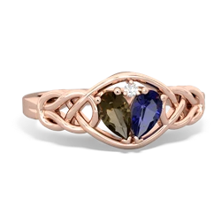 Smoky Quartz Celtic Love Knot 14K Rose Gold ring R5420