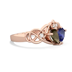 Smoky Quartz 'One Heart' Celtic Knot Claddagh 14K Rose Gold ring R5322