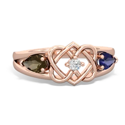 Smoky Quartz Hearts Intertwined 14K Rose Gold ring R5880