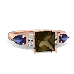 Smoky Quartz 6Mm Princess Eternal Embrace Engagement 14K Rose Gold ring C2002