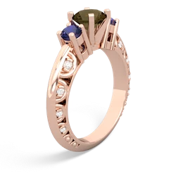 Smoky Quartz Art Deco Eternal Embrace Engagement 14K Rose Gold ring C2003